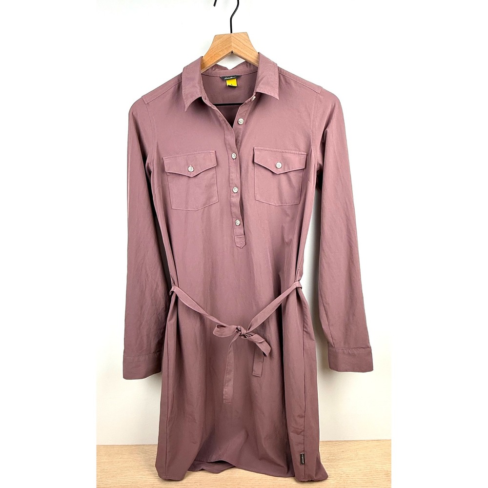 Eddie Bauer Women's‎ XS Mauve Long Sleeve Utility Shirt Dress Belted